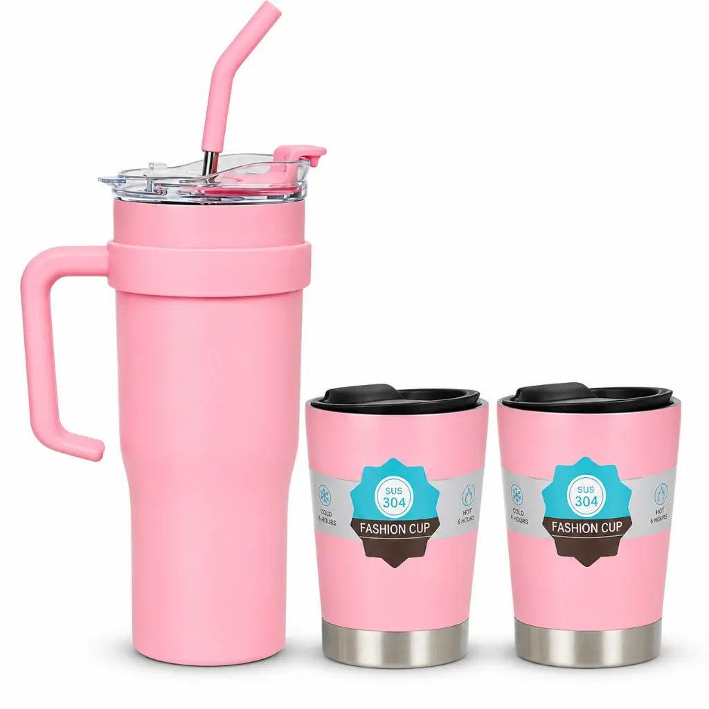 Pink Stainless Steel Insulated Water Jug & 2-Piece Travel Tumbler Set