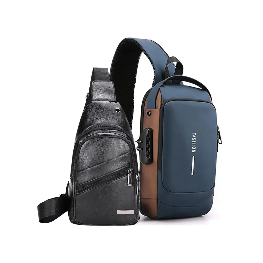 Slim Shoulder Bag, made of waterproof polyester, 2-piece set, suitable for both men and women, chest, back, or shoulder bag
